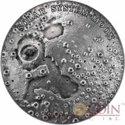 Niue Island MOON series SOLAR SYSTEM $1 Silver coin 2015 Ultra High Relief Real NWA 8609 Lunar Meteorite Antique finish Concave Convex shape 1 oz